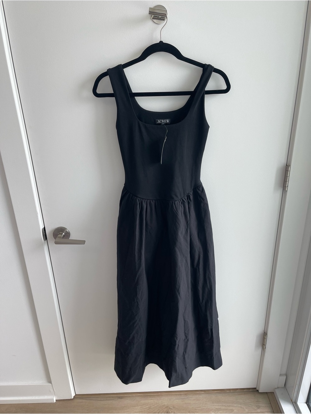 J. Crew Black Sleeveless Scoop-Neck Midi Dress